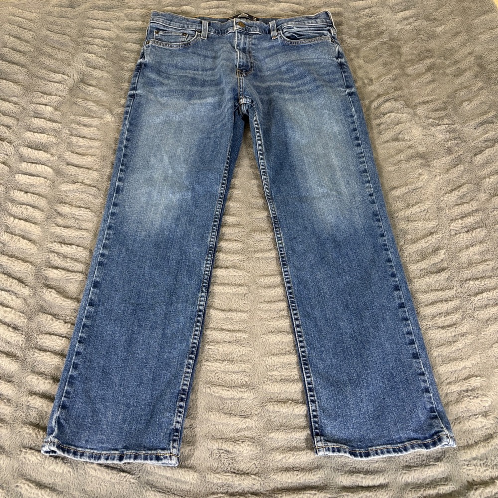 Hollister Classic Straight Epic Flex Mens Jeans 34x30 Blue Medium Wash Denim